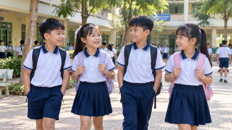 Đồng Phục Học Sinh Tiểu Học KN-TH03 – Áo Polo Năng Động, Thoải Mái