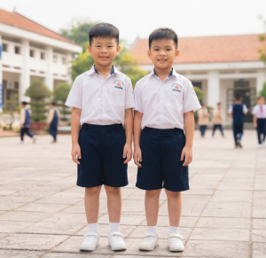 Đồng Phục Học Sinh Tiểu Học KN-TH07 – Áo Sơ Mi Tay Ngắn Phối Quần Short Cho Bé Trai