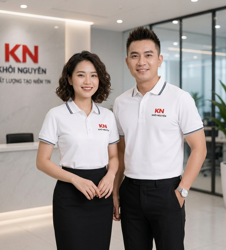 Áo Polo Đồng Phục Trắng KN-AP01 – Thanh Lịch, Hiện Đại, Khẳng Định Phong Cách Doanh Nghiệp