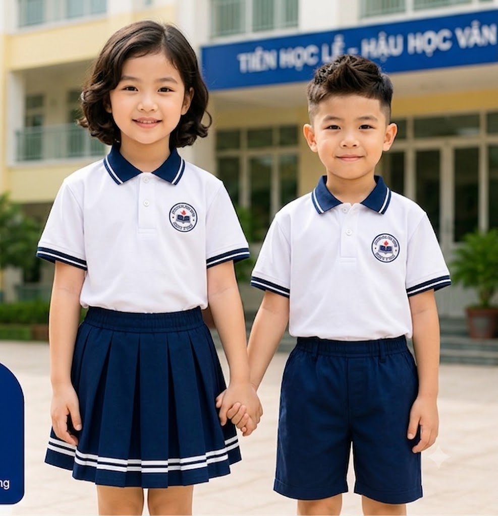 Đồng Phục Học Sinh Tiểu Học KN-TH01 – Thiết Kế Đẹp, Thoải Mái, Chuẩn Học Đường
