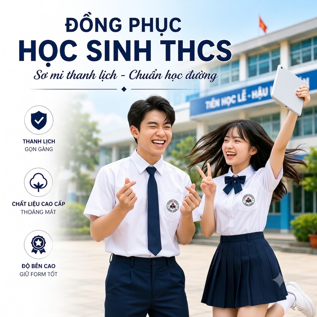 Đồng Phục Học Sinh THCS Sơ Mi KN-SMTHCS01 – Thanh Lịch, Chuyên Nghiệp, Chuẩn Môi Trường Học Đường
