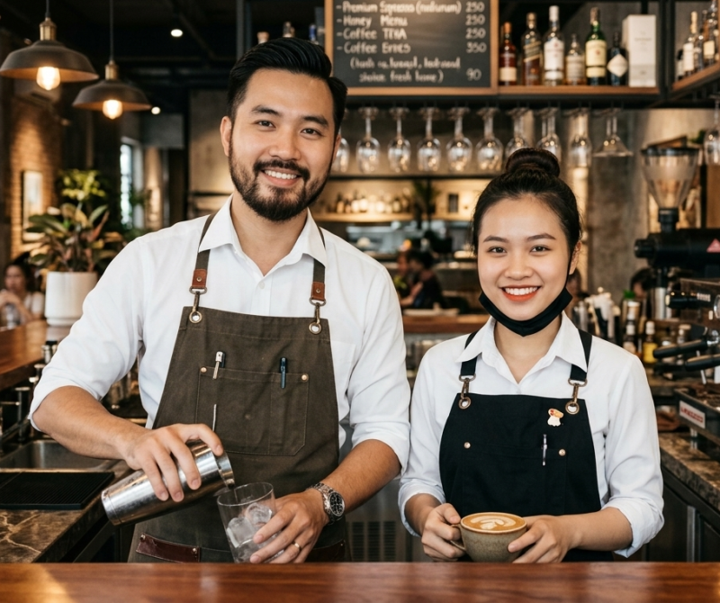 Đồng Phục Tạp Dề KN-TD01– Thiết Kế Hiện Đại, Chuyên Nghiệp Cho Nhà Hàng, Quán Café Và Quán Ăn