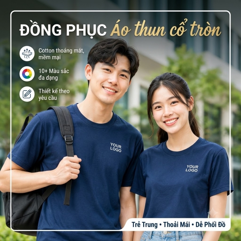 Đồng Phục Áo Thun Cổ Tròn KN-AT01 – Trẻ Trung, Thoải Mái Và Dễ Nhận Diện