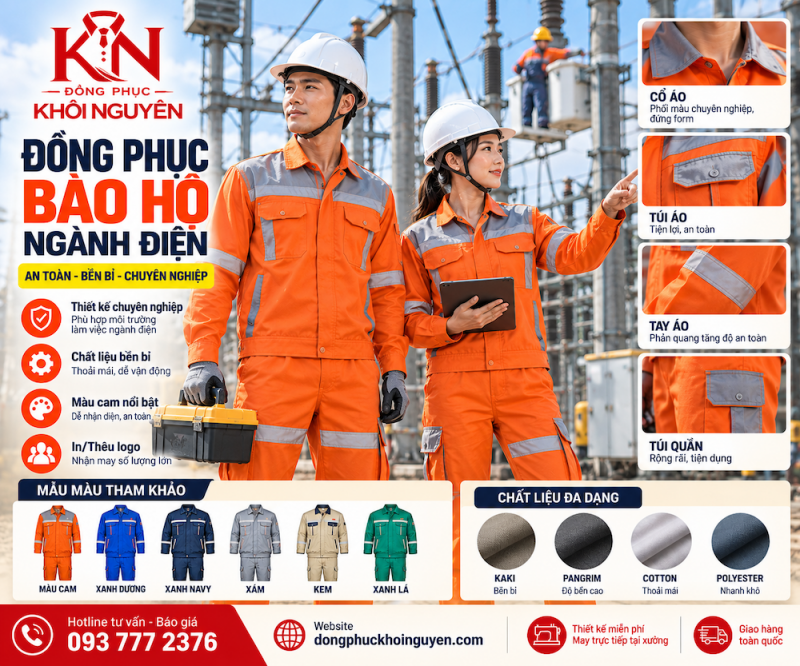 Đồng Phục Bảo Hộ Ngành Điện – Chuyên Nghiệp, Bền Bỉ, Thiết Kế Theo Yêu Cầu
